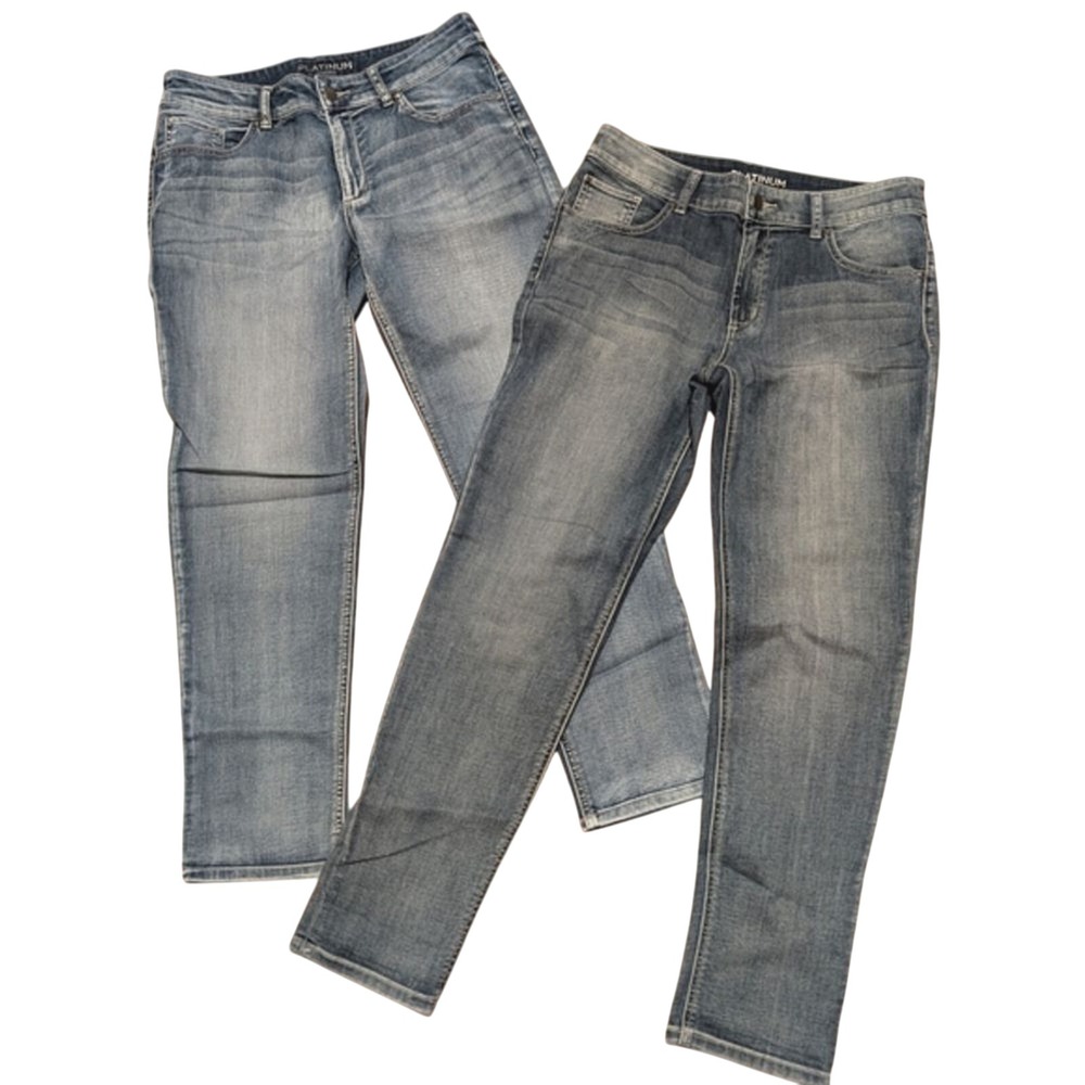 Chicos Platinum Jeans Womens 0.5 Small 6 Straight Leg Acid Wash Denim Bundle Lot